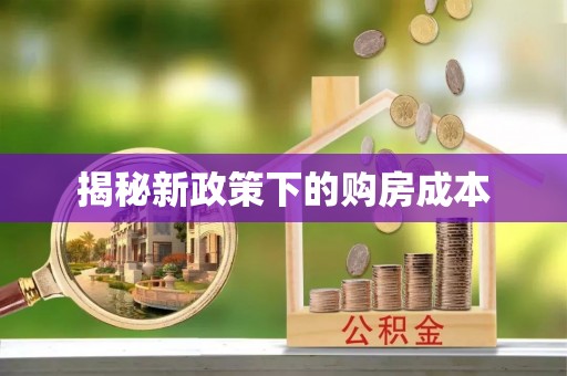 印台揭秘新政策下的购房成本